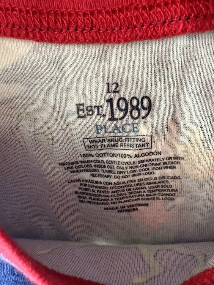 Kids Christmas Print Pajamas Blue Dogs Size 12 Years Long Sleeve - Image 2 of 4