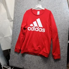 Adidas Men's Red Long Sleeve Essentials Big Logo Pullover Sweatshirt Size XL