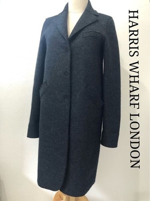 HARRIS WHARF LONDON Wool Chester Coat Charcoal Gray Size 40