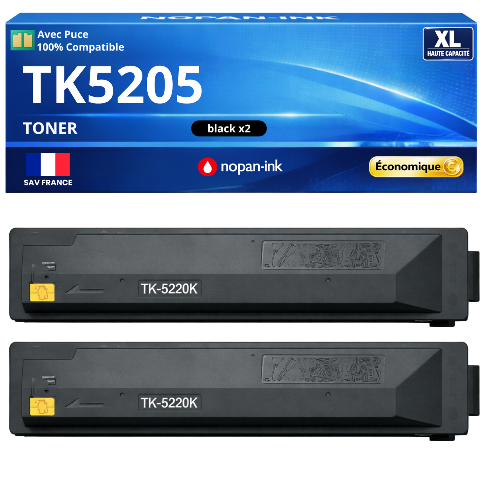 Toner TK5205K noir haute capacité pack double pour une impression Kyocera nette et durable