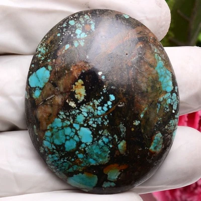 Antike Heilung ~ 143 Cts Natürlich Tibbet Türkis 45mmx38mm Unbehandelt Edelstein - Bild 1 von 4