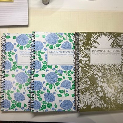 Set of 3 Decomposition Book Spiral Notebooks | ''Hydrangea'' (x2), ''Jaguar''