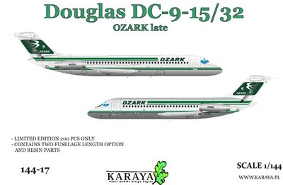 Karaya 144-17  DC-9-15/32 OZARK late  1/144 model plastic kit - LIMITED!