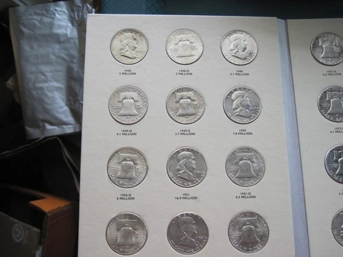 Franklin Half Dollar Set - 35 coins $17.50 Face Value Lot #44 VG to XF to AU #45