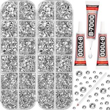 11000PCS Silver Clear Rhinestones for Bedazzling, Mixed Sizes 2,3,4,5MM Flatback