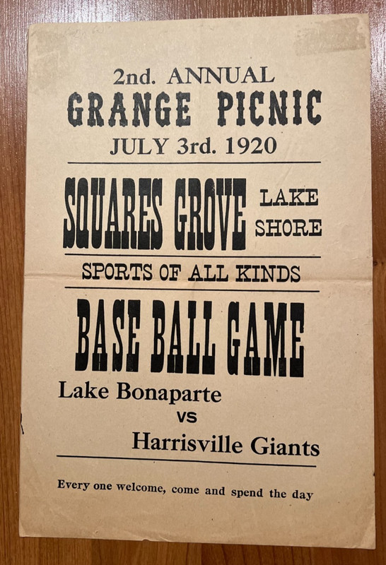 1920 Broadside Baseball Game, Lake Bonaparte vs Harrisville Giants