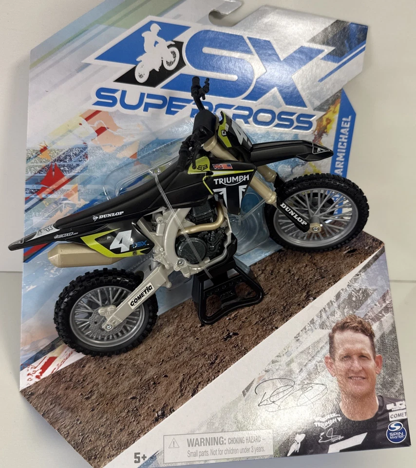 SX Supercross RICKY CARMICHAEL Triumph TF 450 Moto Motorcycle Diecast 1:10 Scale - Image 2 of 4