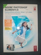 2009 Adobe Photoshop Elements 8 Software w/ Box CD Serial Number  Manuals