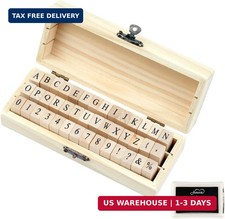 42 Pcs Letter Stamps, Rubber Stamps Alphabet Stamps, Wooden Stamps Number Alphab