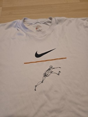 Vintage Nike Shirt Mens M White Runner Made in USA 90s Running Man White