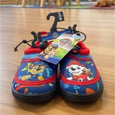 PAW Patrol Boys' Slip-On Slippers Chase Marshall Blue Red Size 5/6 Lightweight