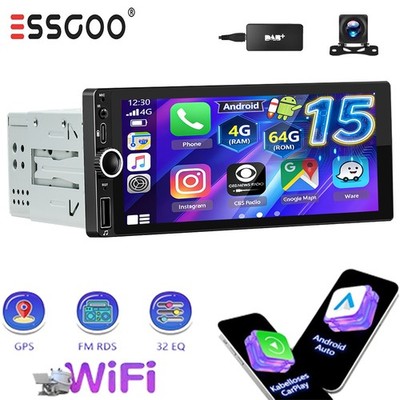 DAB+ 4+ 64GB Android 15 Autoradio Universal 1 DIN Carplay GPS Navi USB Typ-C KAM