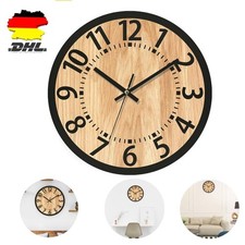 Wanduhr Uhr Holz Küchenuhr Wohnzimmer Lautlos Rund Retro Wand Uhr Wanddeko DE