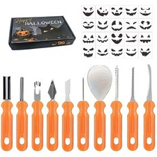 Halloween Pumpkin Carving Kit 30 PCS Stainless Steel 20 Stencils Tools