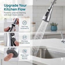 Premium Kitchen Pull Out Faucet Sprayer, 3 Modes ABS Water Saving Color: Brushed