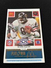 SUPER BOWL XX CHICAGO BEARS WILLIE GAULT BLUE MCDONALDS 1986 FOOTBALL CARD