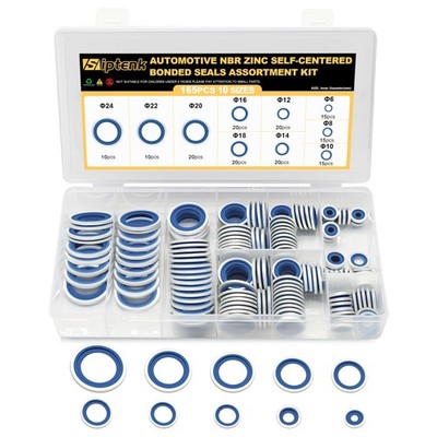 165 PCS Automotive -Centered Bonded Sealing Washers Assortment -Plated Metal ...