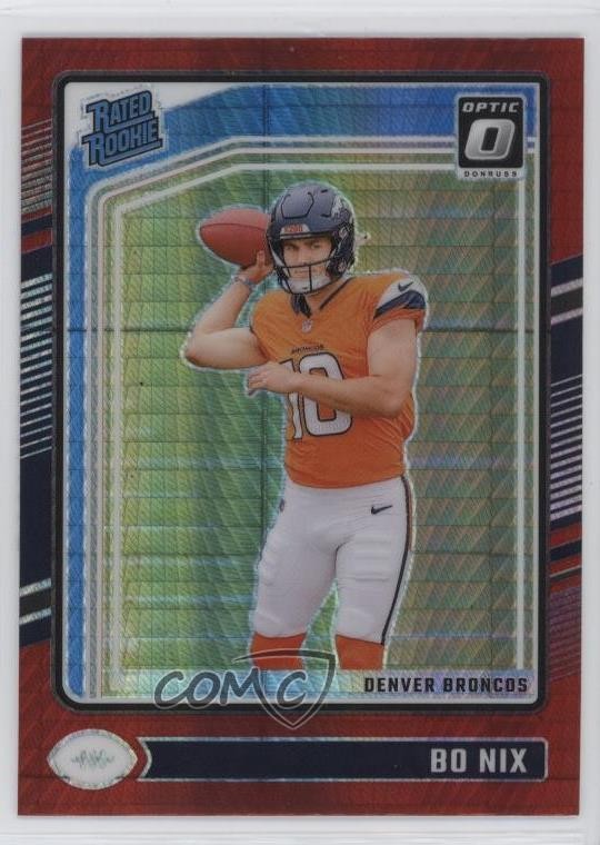 2024 Panini Donruss Optic Rated Red Hyper Prizm Bo Nix #209 Rookie RC 10nl
