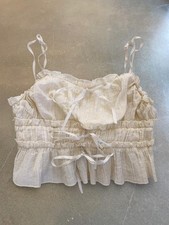 Ivory Ruffle Coquette Corset Cami Top  Women  s Size small