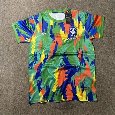 Nike Dri-FIT Brazil CBF Soccer Jersey Shirt Size M Green Blue Yellow Orange