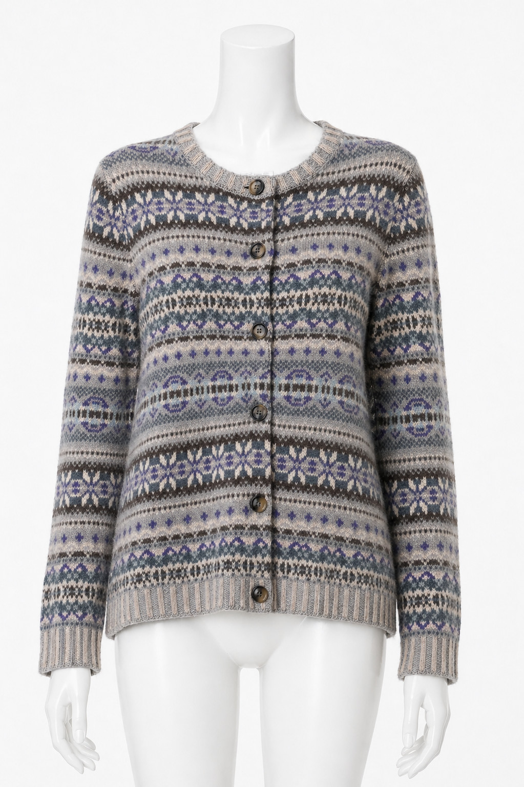 Eribe Cardigan L Fair Isle Wool Knit Scotland Button Nordic Pattern NWT image 2