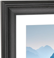 Solid Wood 22x27 Panoramic Picture Frame with White Mat for 19x24 Photos
