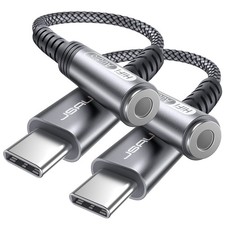 JSAUX 2-Pack USB Type C to 3.5mm Female Headphone Jack 2 x 0.6ft, Grey