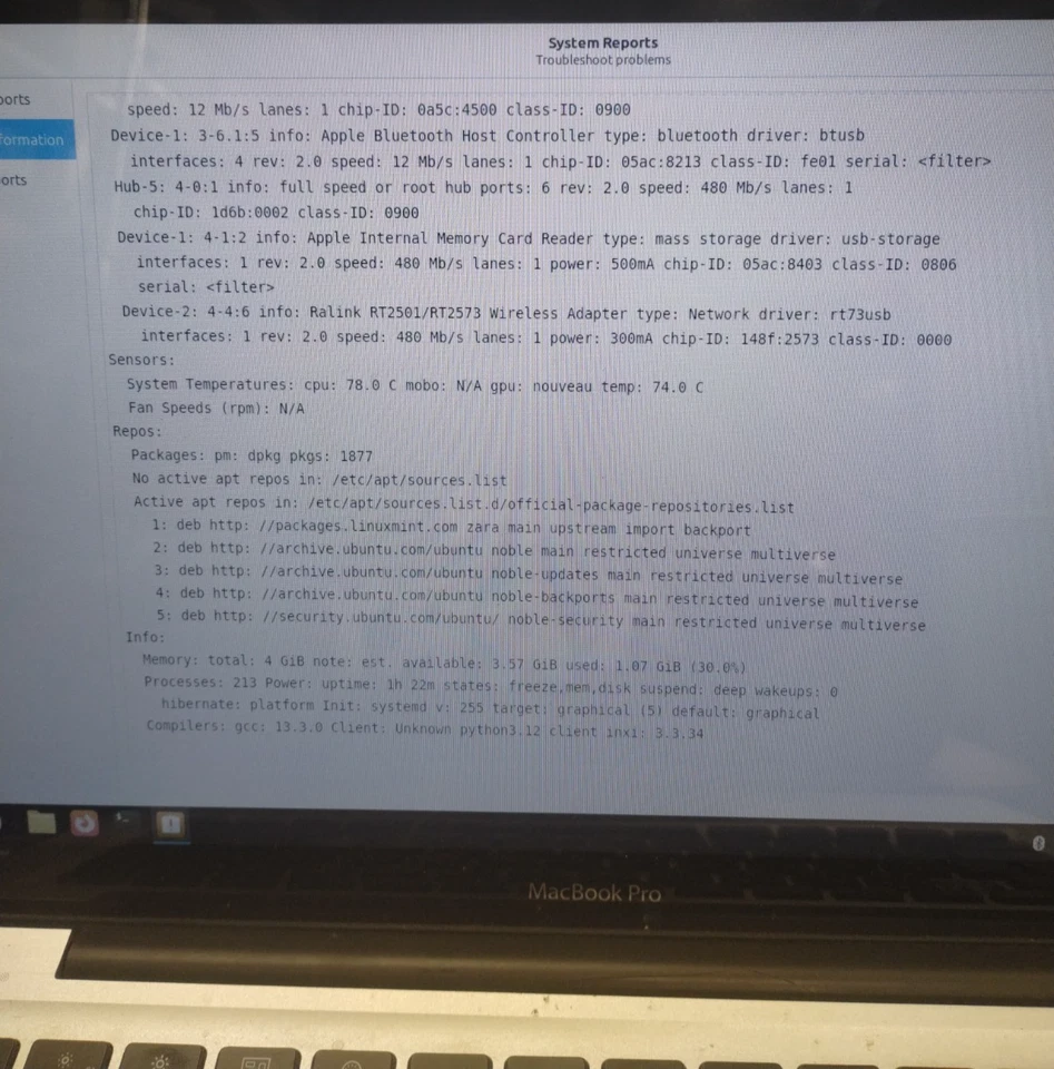 Apple MacBook Pro A1278 13" 2010 Core 2 Duo 4GB RAM 250GB HDD Linux Mint - Image 4 of 4