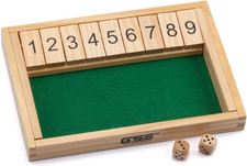 Wooden 9 Shut the Box Game - Mini Travel Set - Simple Funny Family, Party Board