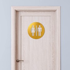 Men and Women Bathroom Sign 7.87 x Inch Metal x inches, Gold