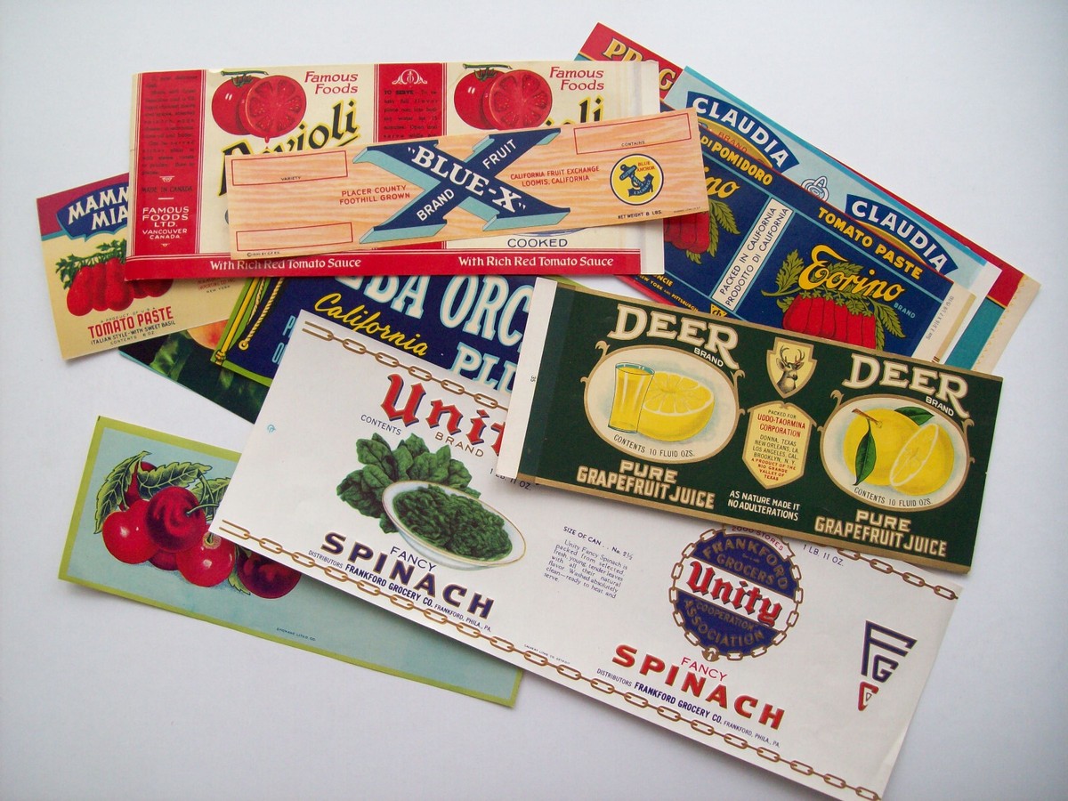 Lot of 12 can and crate labels, 2 blanks (LOT A) | eBay