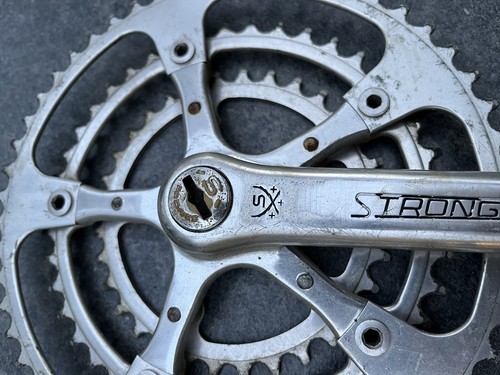 Stronglight 107 pédalier crankset Triple 175mm 14x125 52/42/32 Peugeot Gitane - Foto 2 di 7