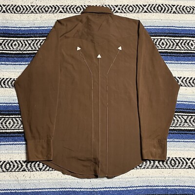 トップス 70's arrow Vintage shirt usa Vintage Arrow Shirt Adult 17.5 Extra Large XL Blue Leisure