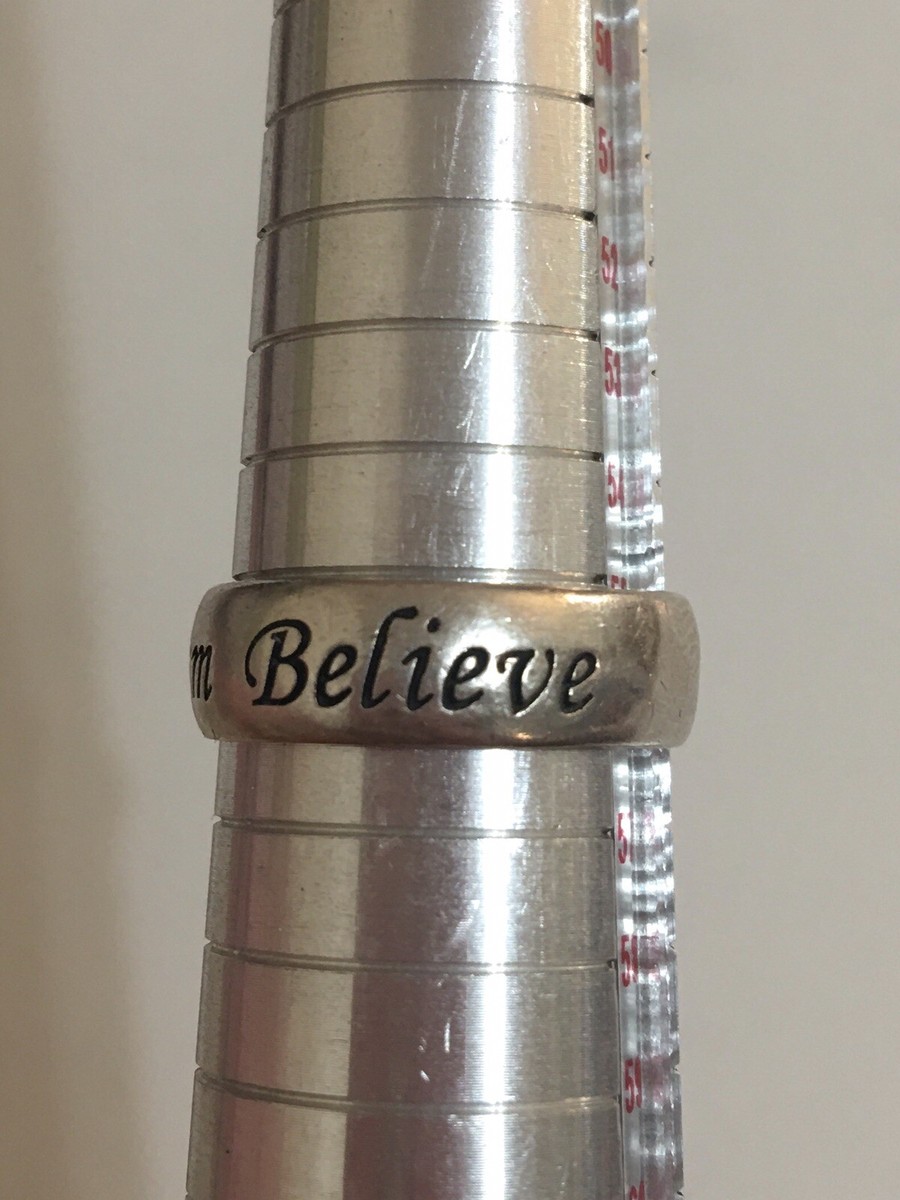 Vintage Unique Engraved/Love/Dream/Believe/ Ring 925 Sterling
