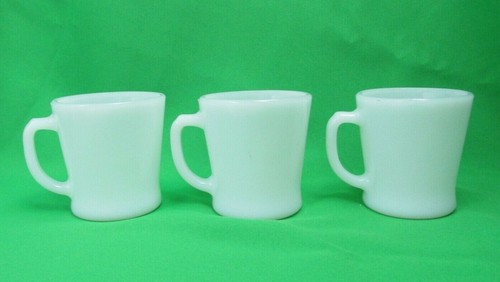 Lot of 3 Vintage Fire King White Milk Glass Mugs Anchor Hocking Oven Proof USA - Picture 3 of 12