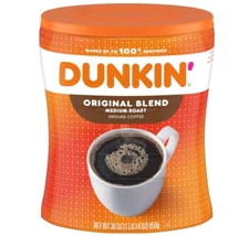 Dunkin' Original Blend Medium Roast Ground Coffee Canister, 30 oz