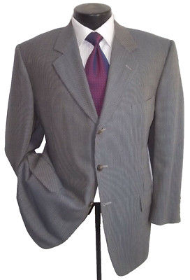 ]] Corneliani Gray Checks Textured 3Button Side Vents Wool Jacket Coat 42S