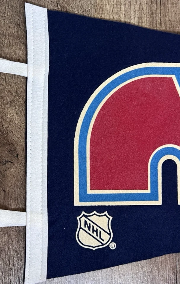 Vintage Hockey Quebec Nordiques (Colorado Avs) 1979 Replica Pennant w/ Tassels - Image 3 of 4