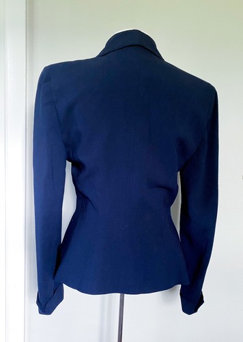 Vintage 1940s Navy Woman's Wasp Waist Jacket S Bullock's Los Angeles Hollywood - Picture 4 of 6