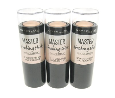 3 x MAYBELLINE MASTER strobing Stick - HIGHLIGHTER  - 100 LIGHT - IRIDESCENT