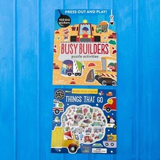 2 Childrens Activity Books Trucks Cars Automobiles Puzzle 175 STICKERS NEW