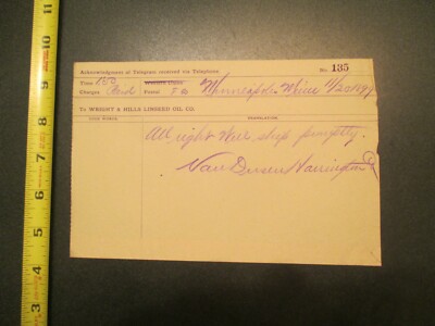 Wright & Hills Linseed Oil Co 1899 Letterhead 956