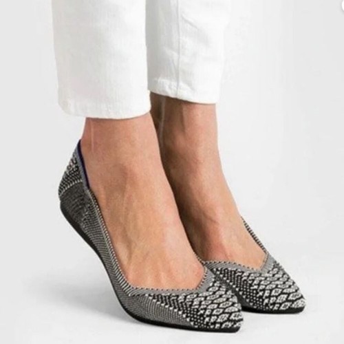Rothy’s Size 10.5 The Point Retired Print Black Python Snake Flats