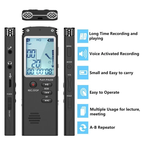 Lecture Digital Voice Recorder Dictaphone Audio MP3 Sound Mini Recorder Player - Picture 2 of 17