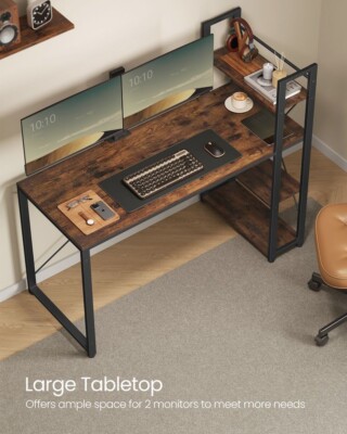 Computertisch mit Ablagen Holz Schreibtisch Arbeitsplatz Home Office Arbeitszimmer NEU