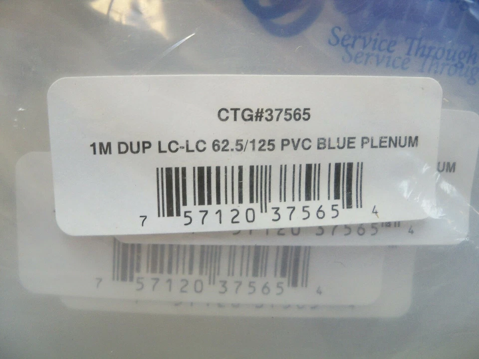 C2G 37565 1m Duplex Multimode Fiber Optic Cable PVC Blue Plenum Lot of 10 - Image 3 of 4