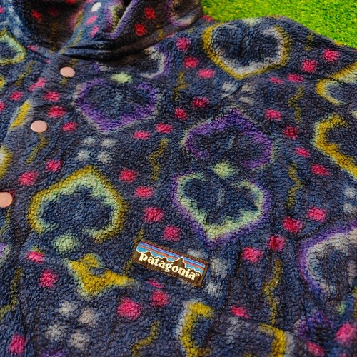 Vintage Patagonia Fleece Sweater Mens Medium Snap-T Monogram multicolor 90s USA - Picture 4 of 13
