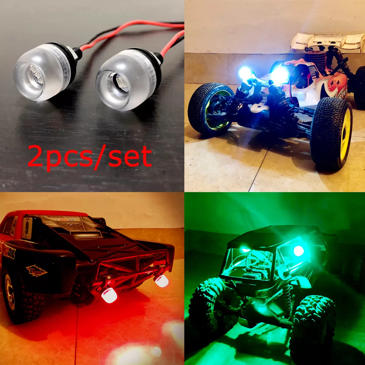 LED Licht Headlight Spotlight White/Red/Green Lights for 1/10 1/8