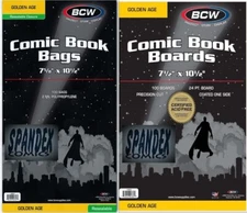 100 BCW Golden 2-Mil Poly Acid Free Resealable Comic Bags & Backing Boards