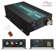 4000W Pure Sine Wave Power Inverter 36V DC to 120/220V AC Remote Control